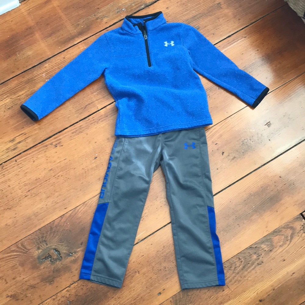 Size 4, boys Under Armour fleece and track pants